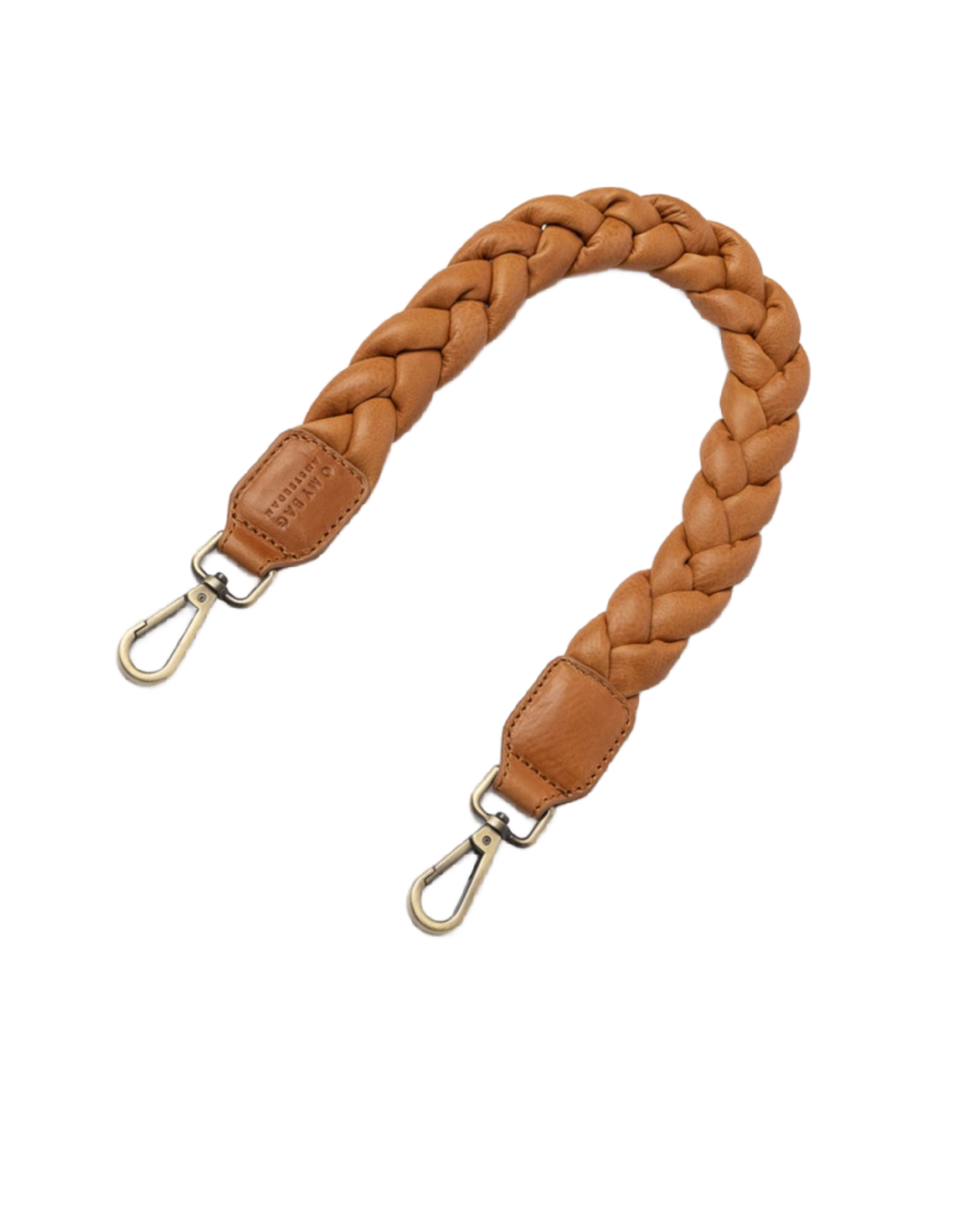 OMyBag schouderriem 'Braided' gevlochten leer - wild oak