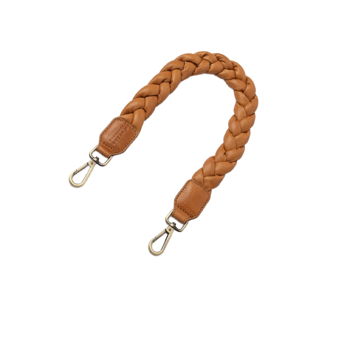 OMyBag schouderriem 'Braided' gevlochten leer - wild oak