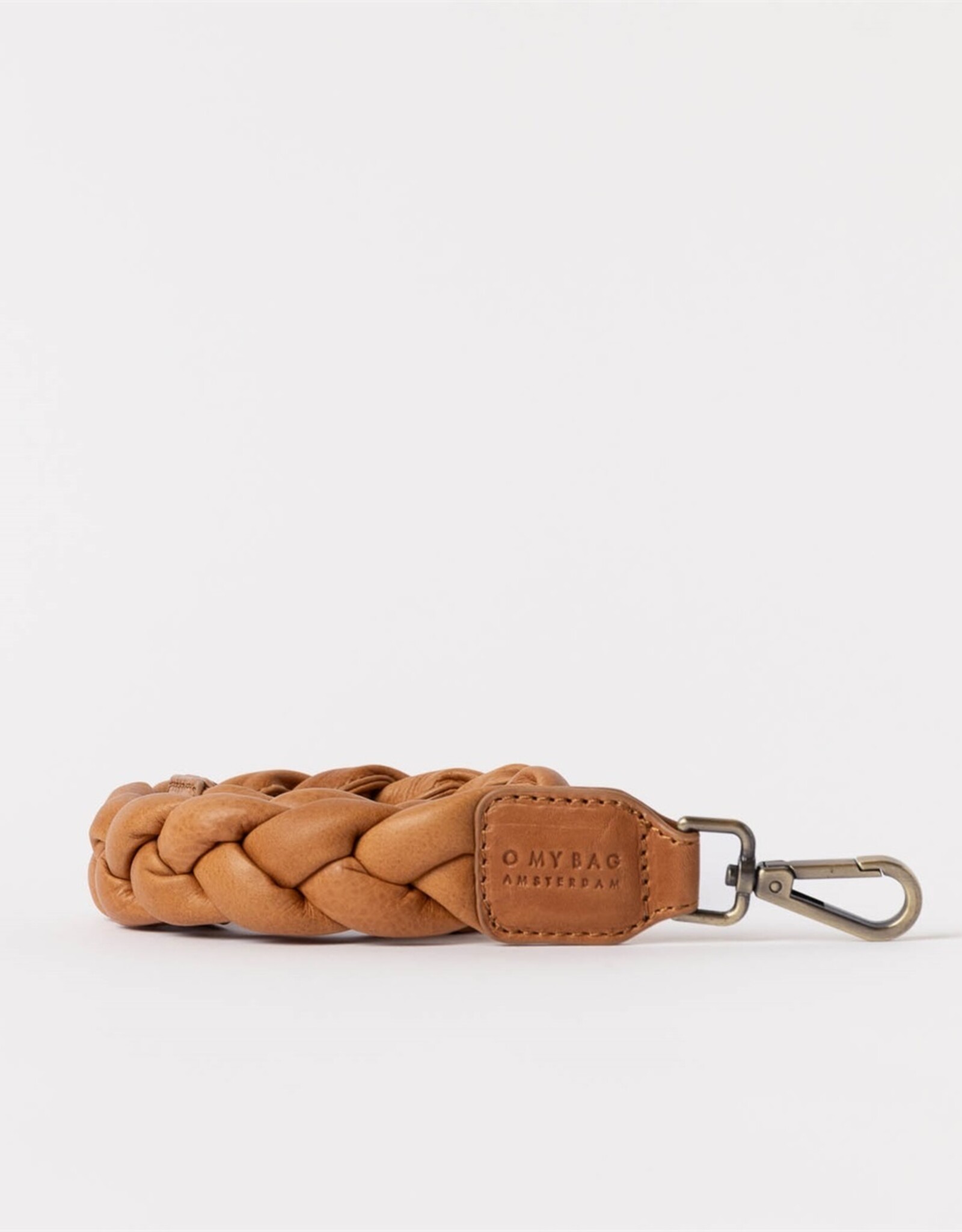 OMyBag schouderriem 'Braided' gevlochten leer - wild oak