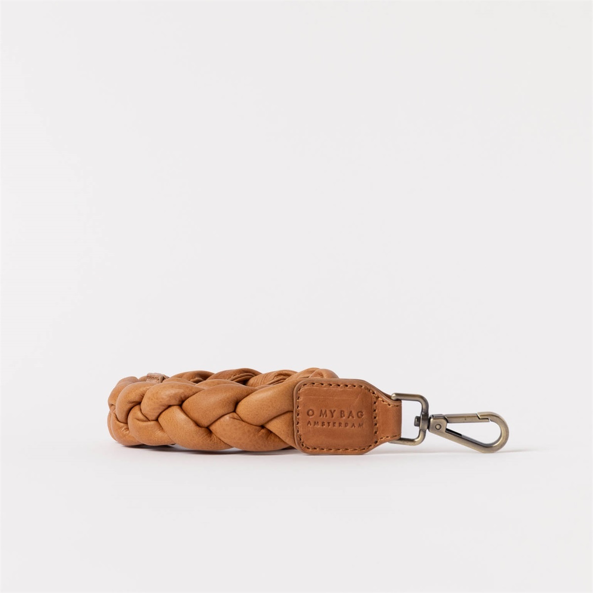 OMyBag schouderriem 'Braided' gevlochten leer - wild oak