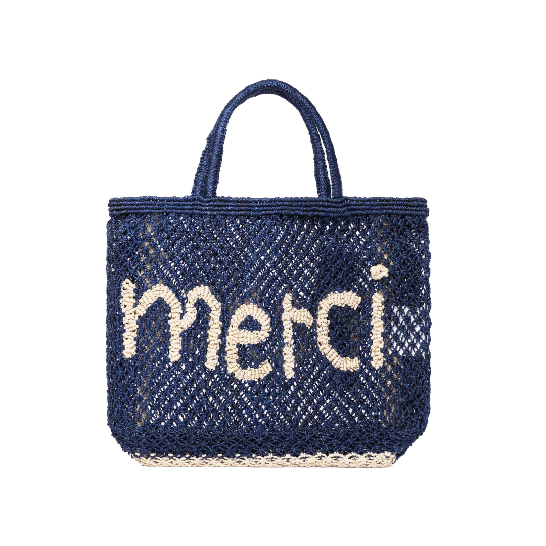 The Jacksons tas 'Merci' jute - indigo