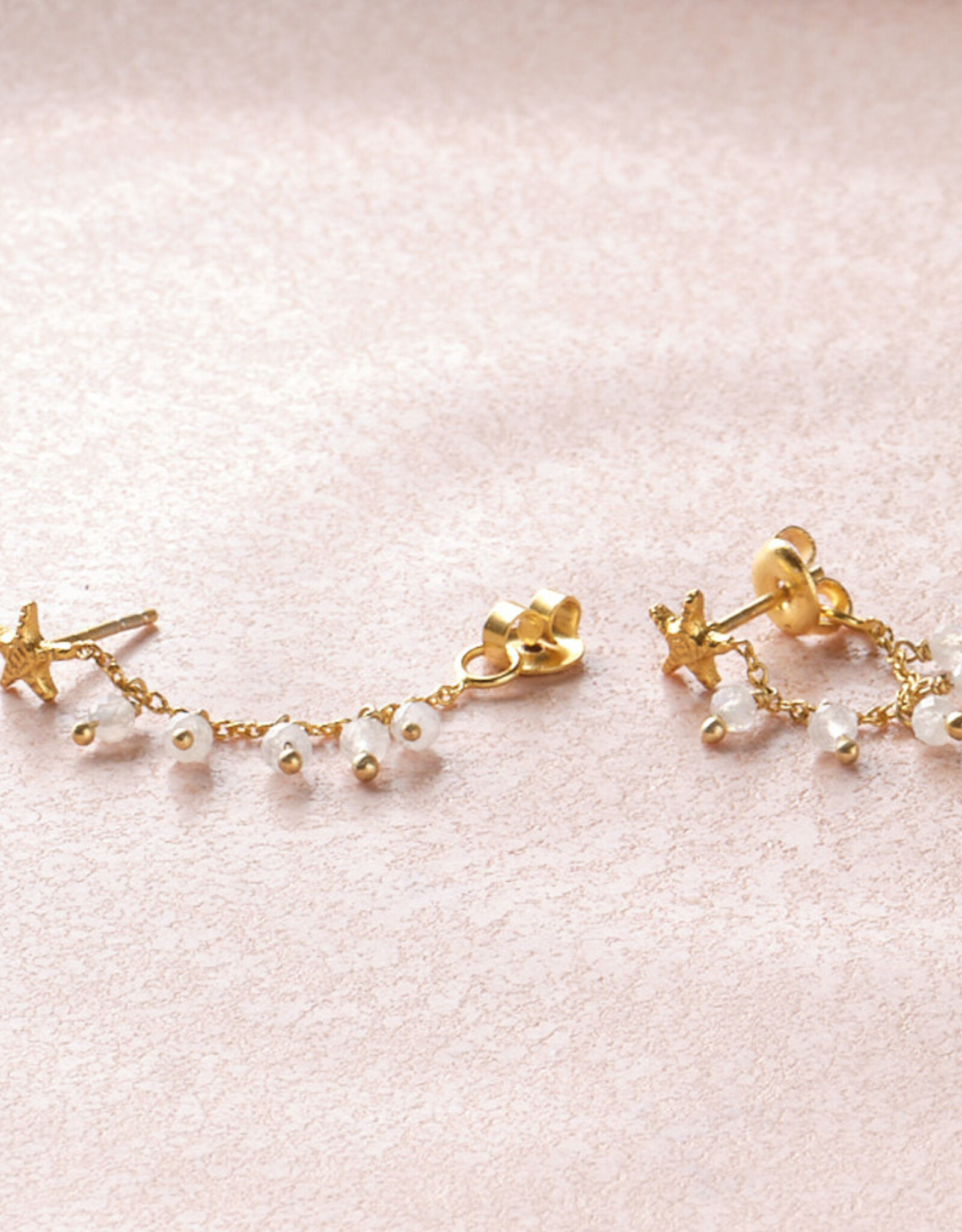 A Beautiful Story earrings 'Utopia' goud - moonstone
