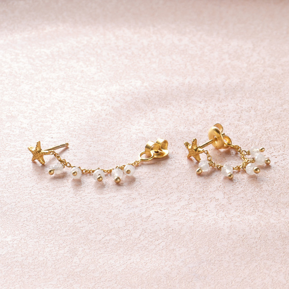 A Beautiful Story earrings 'Utopia' goud - moonstone