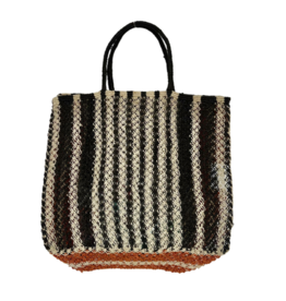 The Jacksons tas 'Bert' jute - black stripes