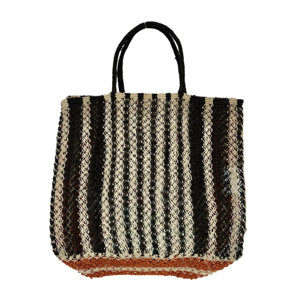 The Jacksons tas 'Bert' jute - black stripes