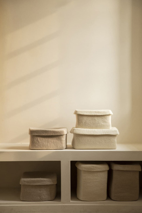 Mushkane opbergbox vilt - zand