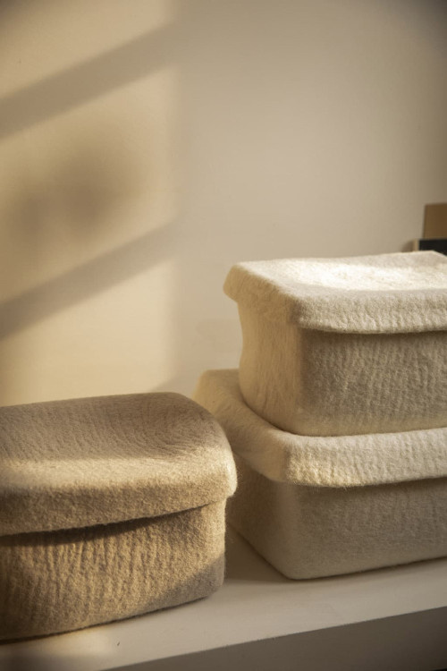 Mushkane opbergbox vilt - zand