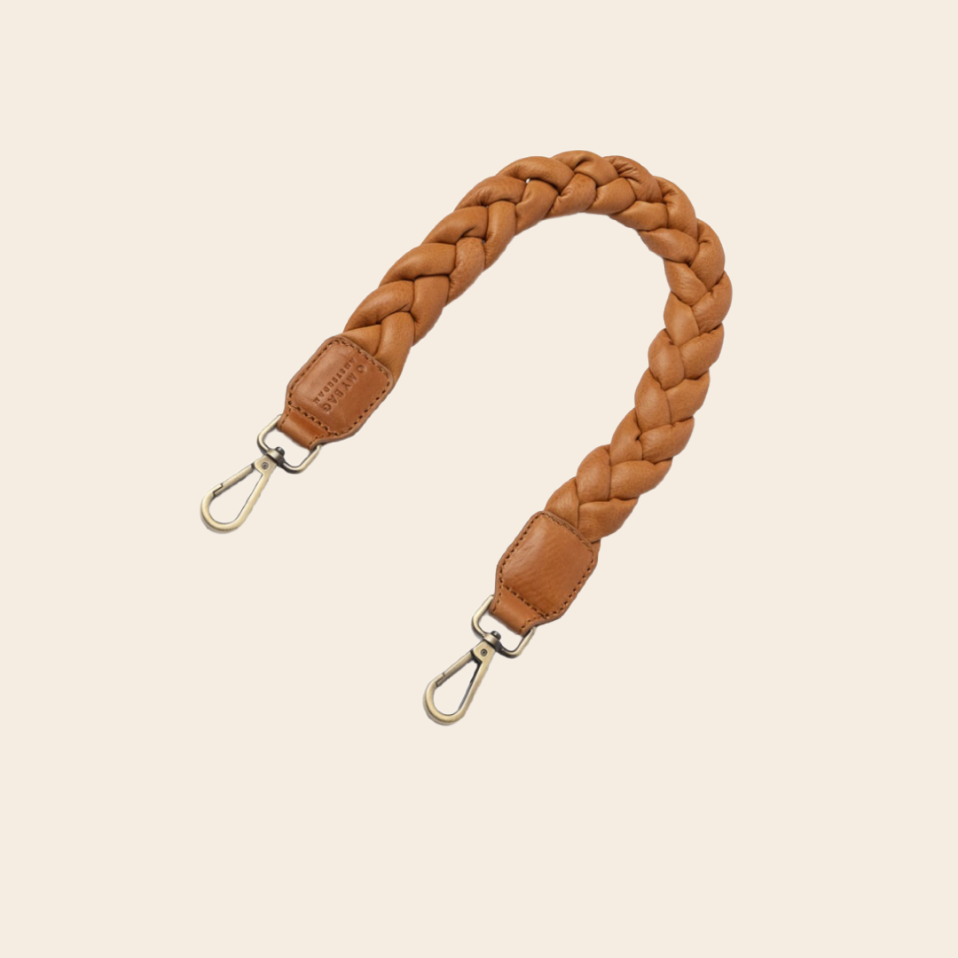 OMyBag schouderriem 'Braided' gevlochten leer - wild oak