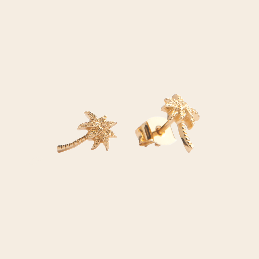 All the Luck in the World set/2 studs 'Palm' - goud