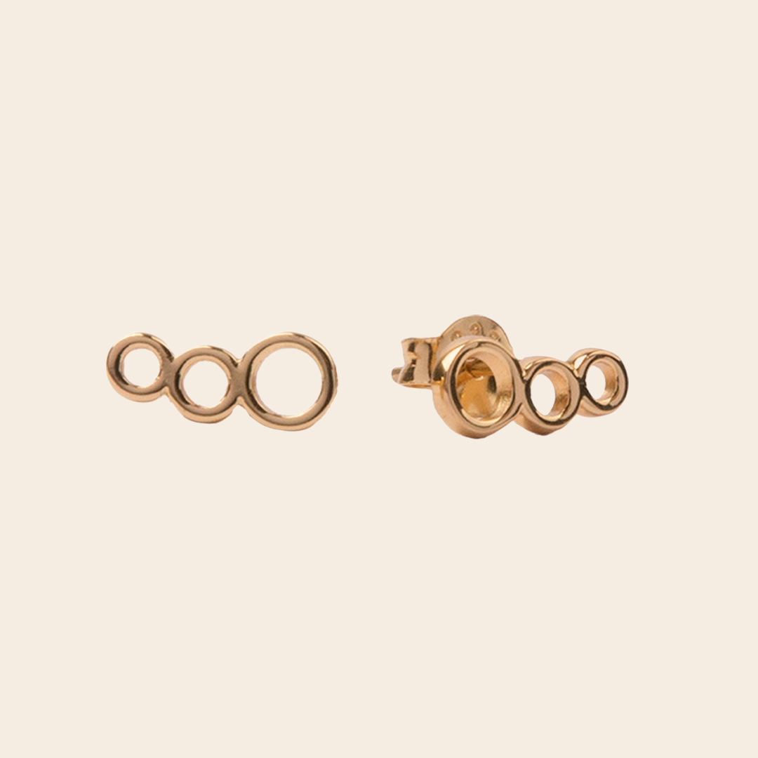 All the Luck in the World set/2 studs 'Three Circle' - gold