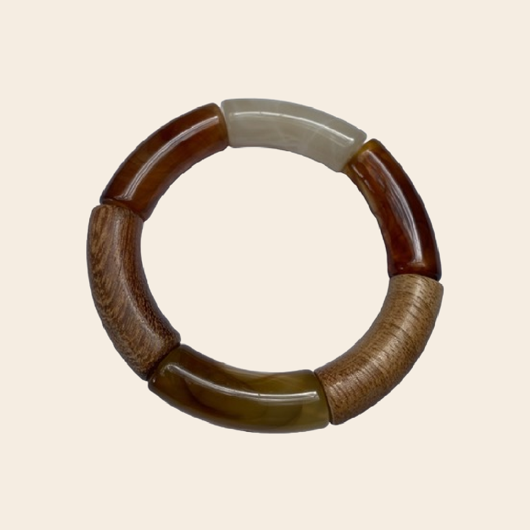 ByBjor bracelet 'Rainbow' color & wood - dark