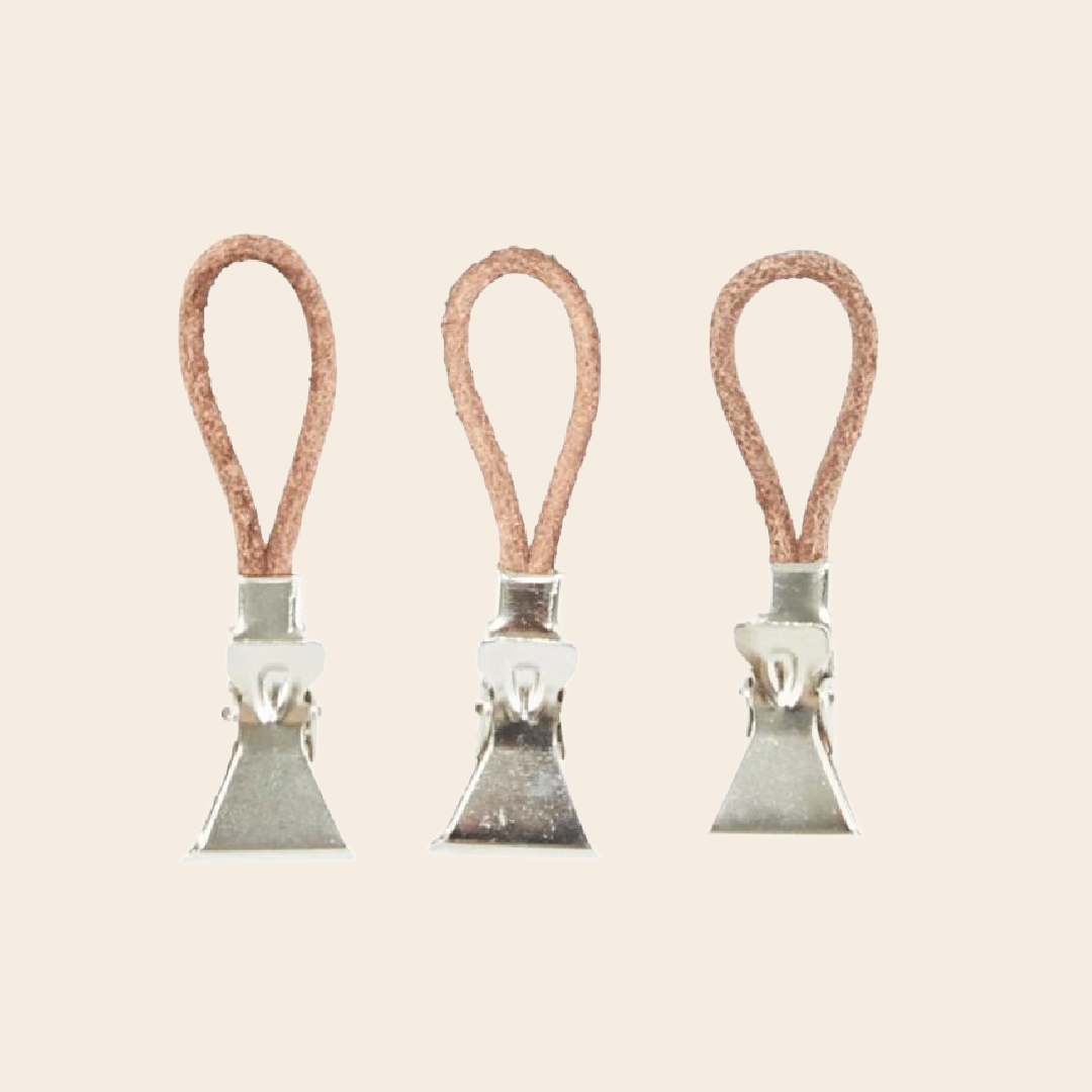 Meraki handoek haakjes leer set/10