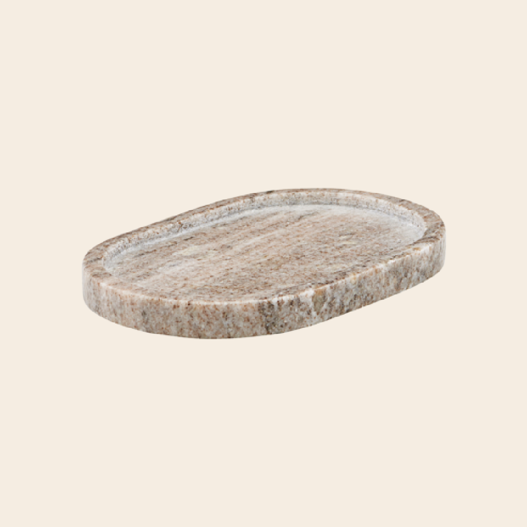 Meraki tray 'Oval' beige - marmer