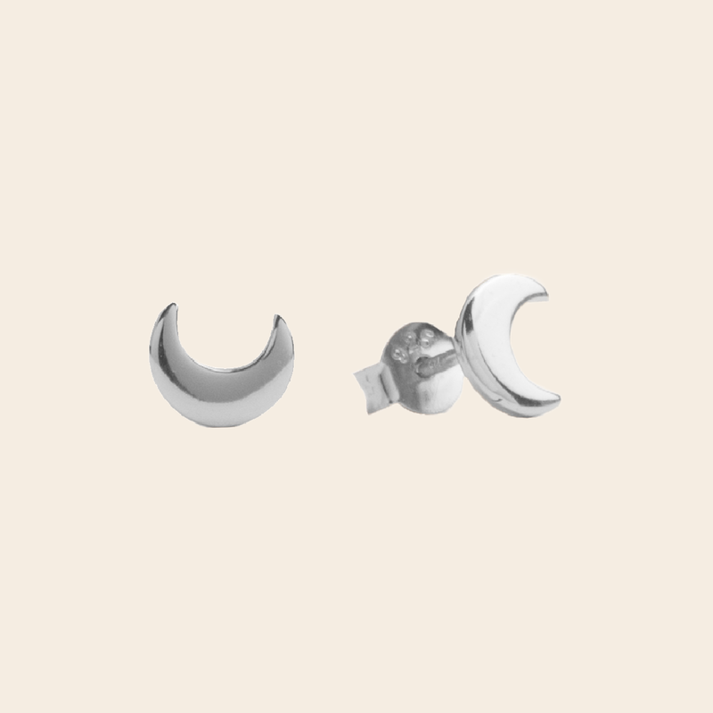 All the Luck in the World set/2 studs 'Moon' - silver
