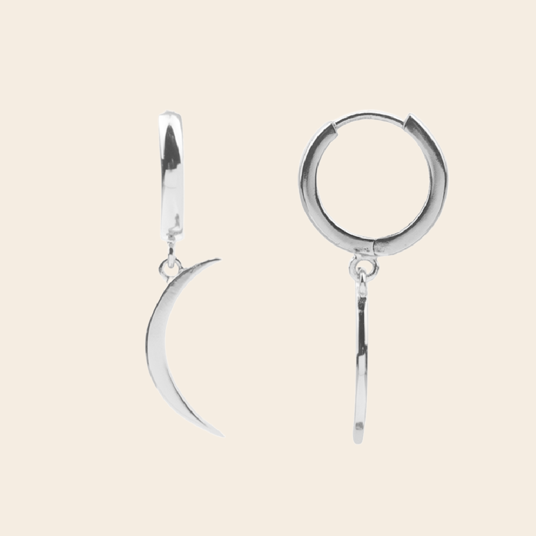 All the Luck in the World earring 'Long Moon' - silver