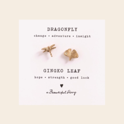 A Beautiful Story broche set/2 'Libelle & Gingko' - goud