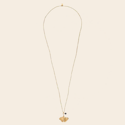 A Beautiful Story ketting 'Paradise' ginkgo -zwarte onyx goud