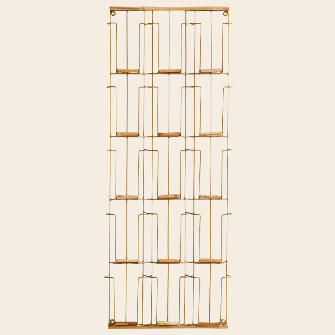 Madam Stoltz kaartenrek brass / bamboo