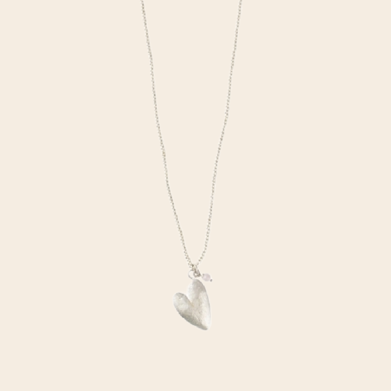 A Beautiful Story ketting 'Paradise' hart - rozenkwarts zilver
