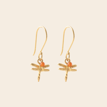A Beautiful Story earrings 'Generous' dragonfly - carnelian