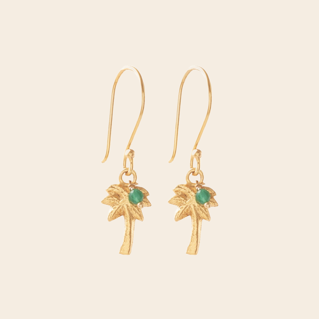 A Beautiful Story earrings 'Generous' palm - aventurine