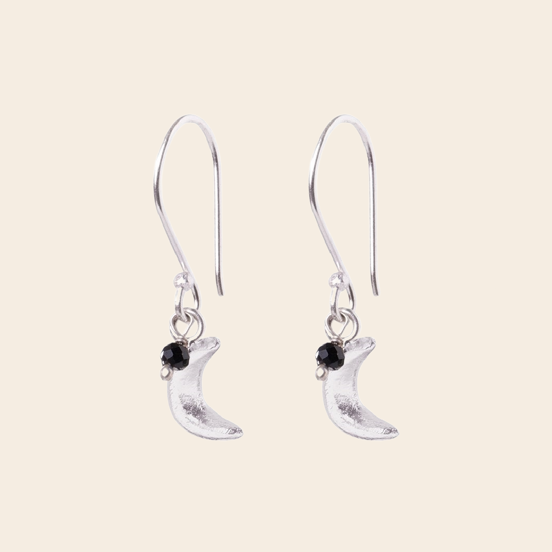 A Beautiful Story earrings 'Generous' moon - onyx