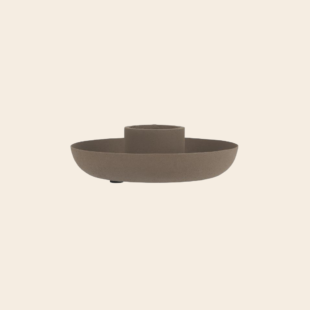 IBLaursen Candle holder f/candle Ø:3.8 millky brown