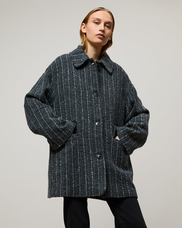 wollen jas Edie pinstripe