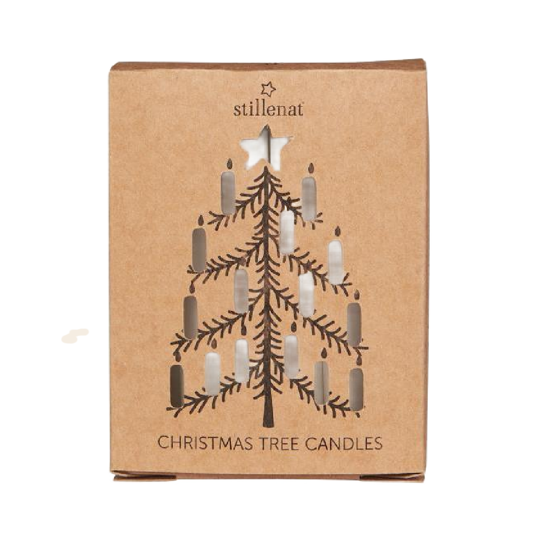 IBLaursen set/12 kerstboom kaarsjes - creme