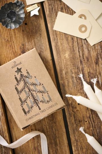 IBLaursen set/12 kerstboom kaarsjes - creme