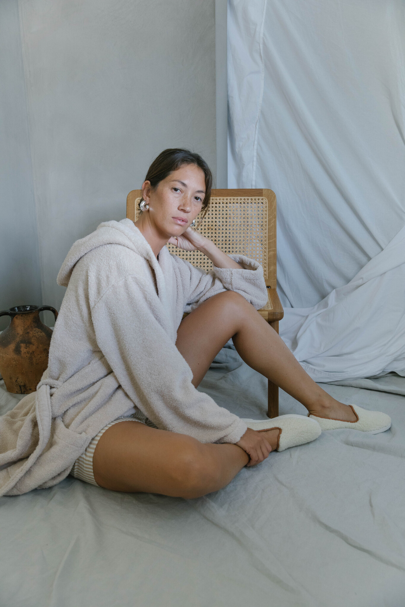 Angarde pantoffels 'Bouclette' - camel