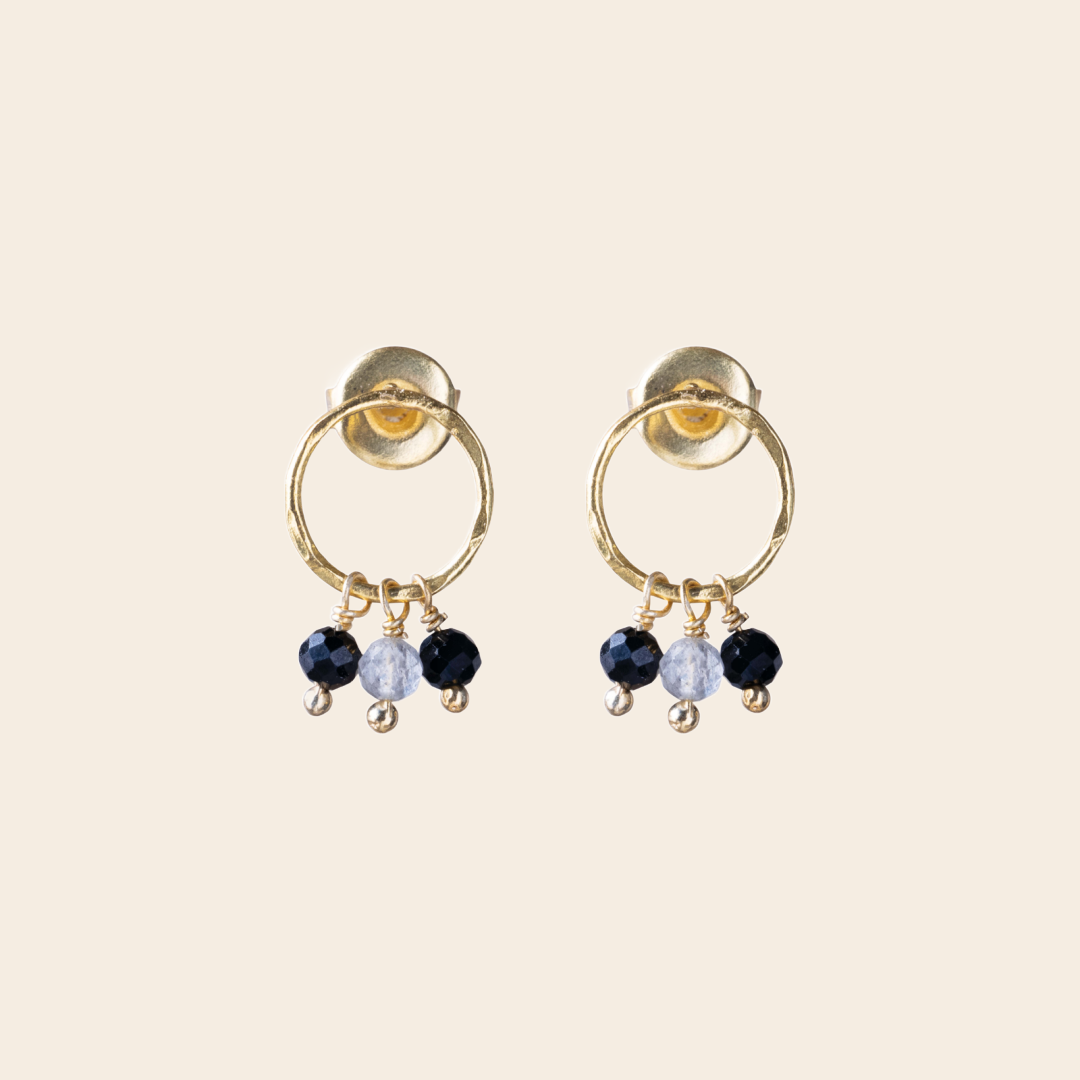 A Beautiful Story oorbellen 'Genuine' - onyx / labadoriet