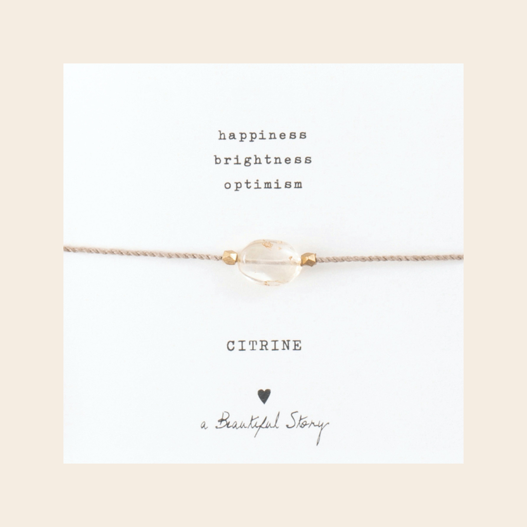 A Beautiful Story armband 'Gemstone Card' - citrien