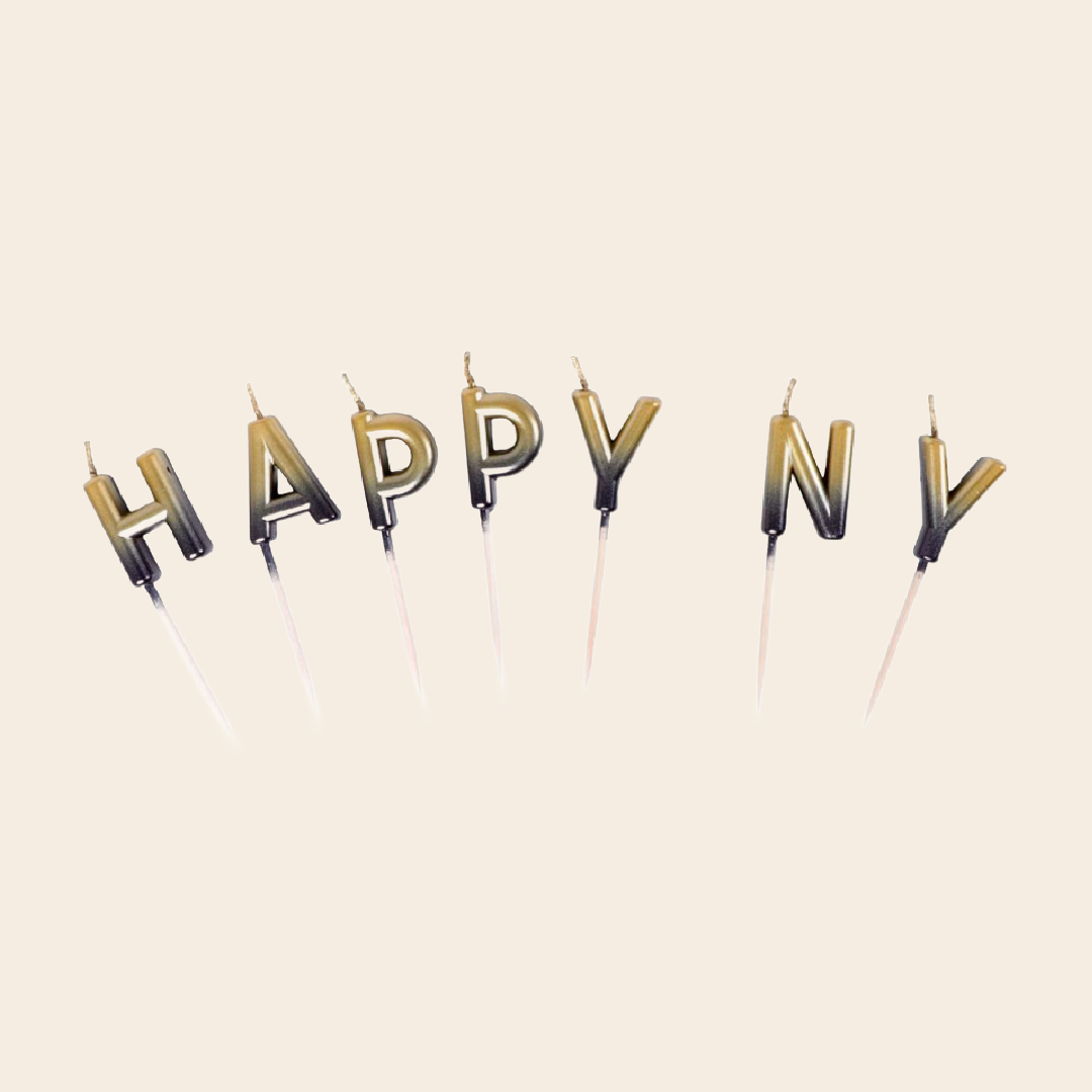 taartkaarsjes 'happy New year'