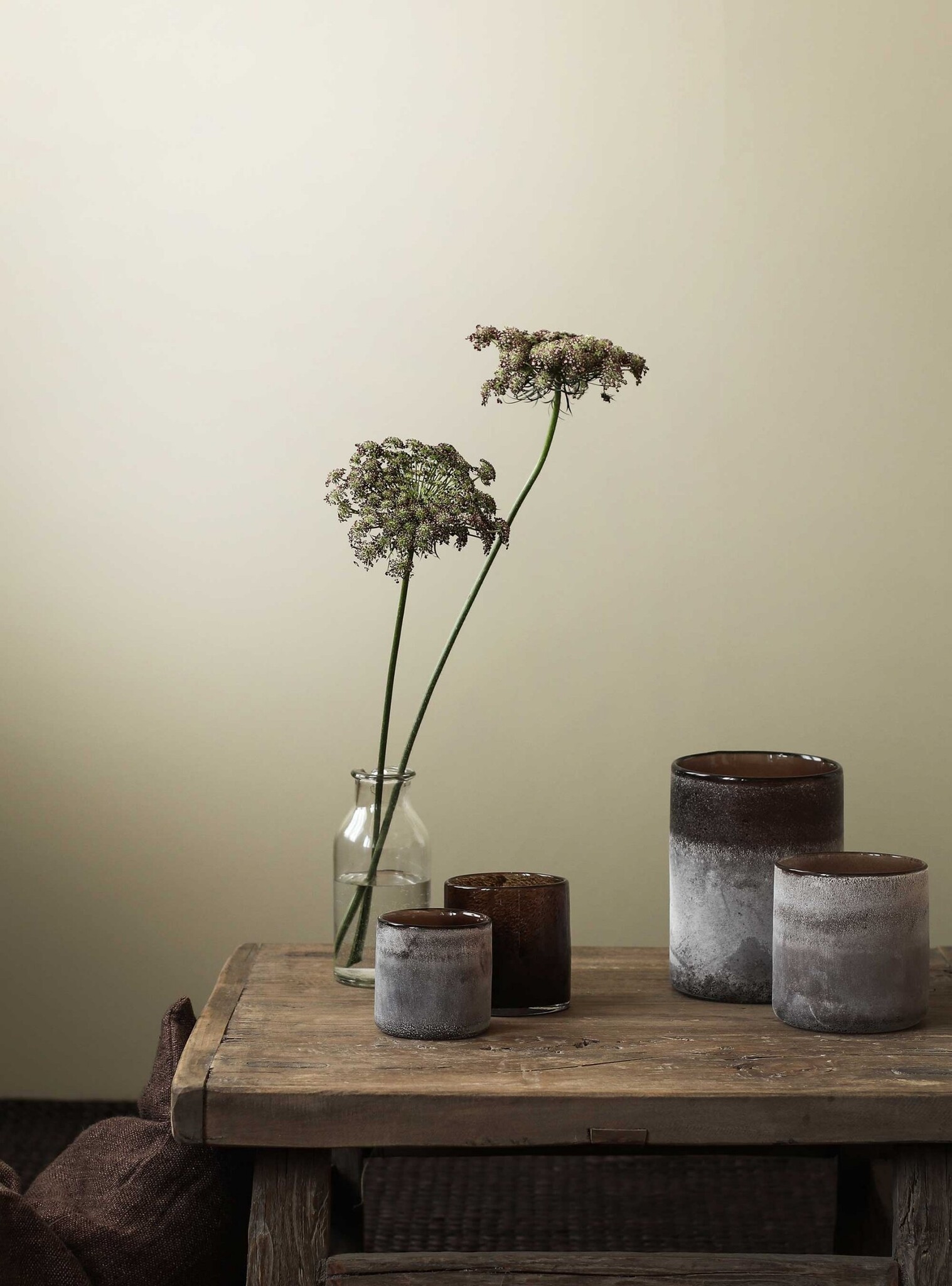 Tell me More candle holder 'Frost' - brown