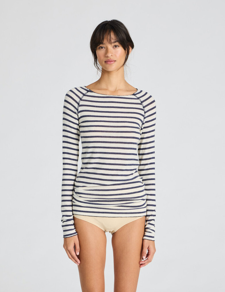 Gai&Lisva shirt 'Amalie' reverse wol / viscose  - denim stripe