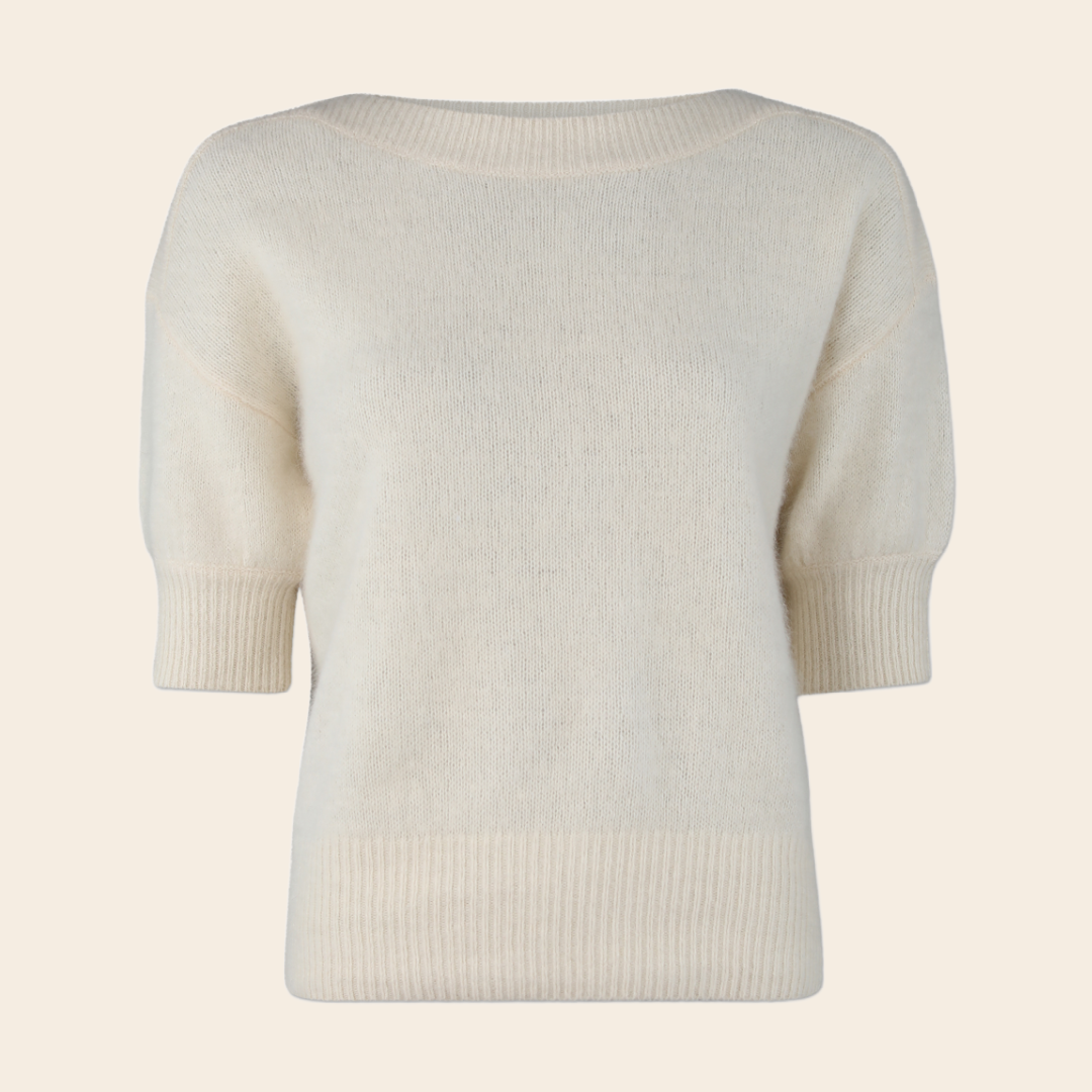 Six Ames short sleeve trui 'Moi' raccoon - off white