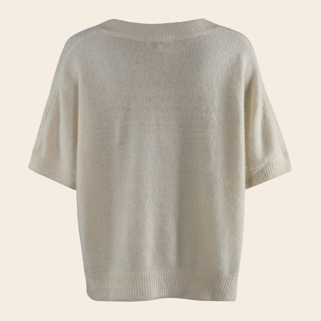 Six Ames v-hals trui 'Dana' raccoon - off white