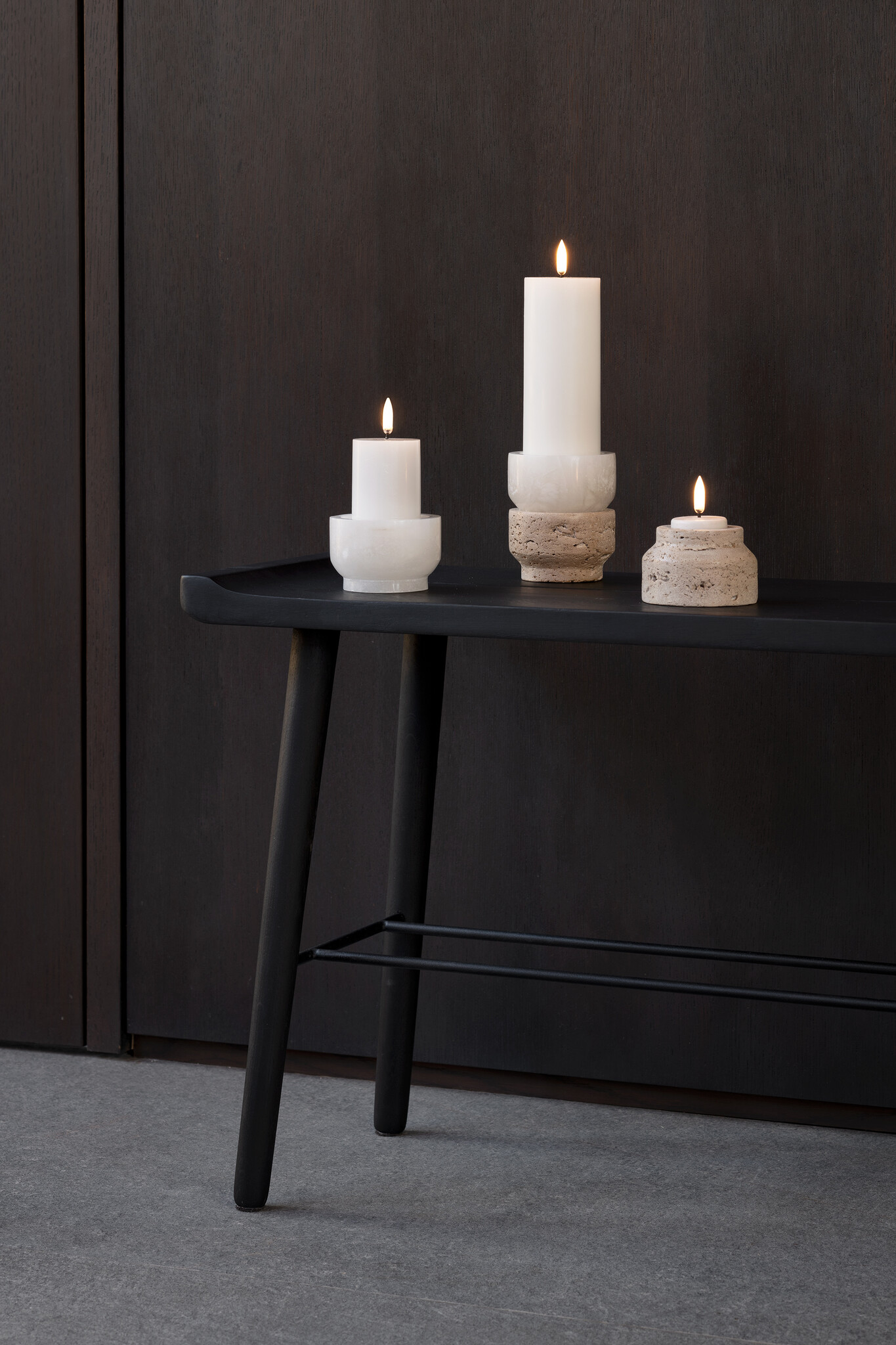 Uyuni candle holder travertine