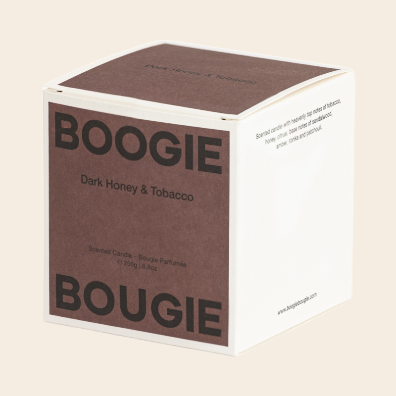 Boogie Bougie geurkaars 'Dark Honey & Tobacco' - 250gr