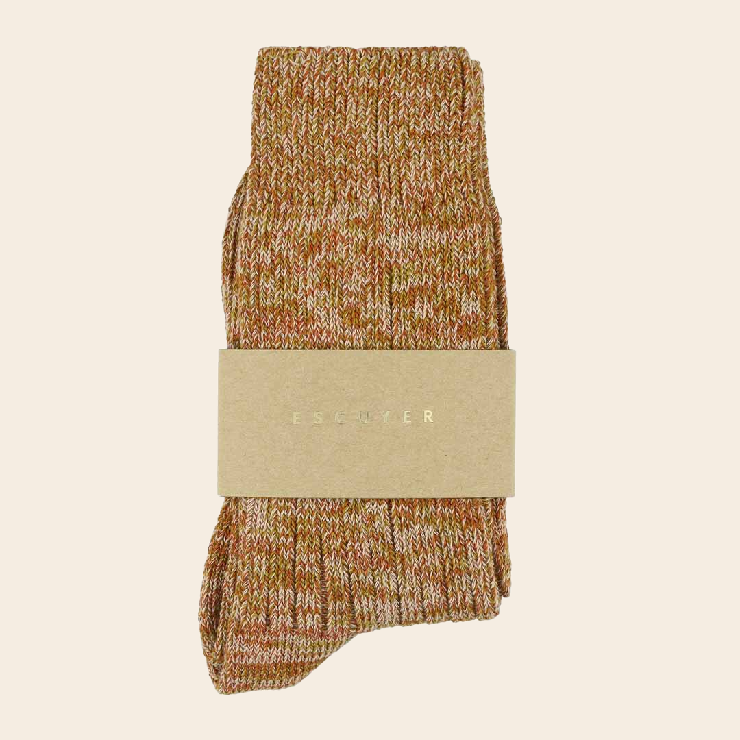 Escuyer socks 'Melange pink / brick' - cotton