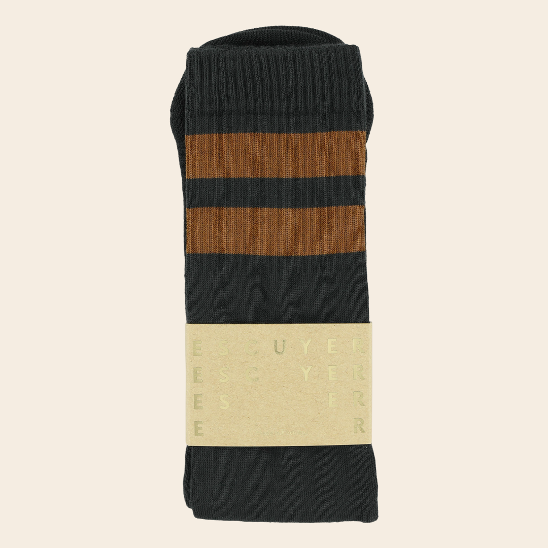 Escuyer sokken 'Tube' - black / tobacco