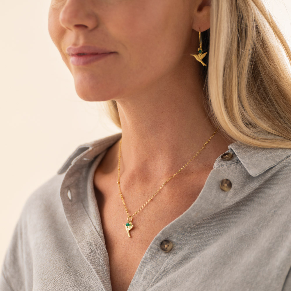 A Beautiful Story oorbellen 'Generous' kolibri - aventurijn