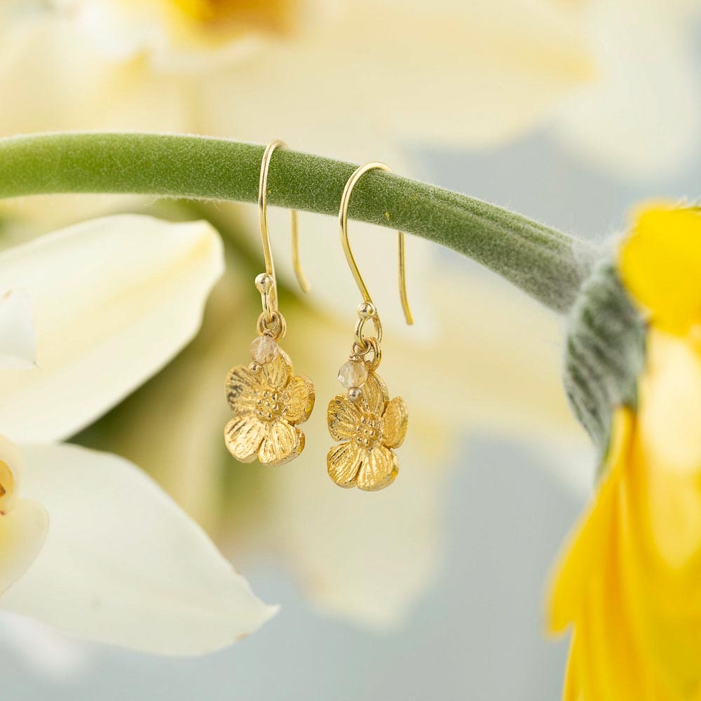 A Beautiful Story earrings 'Generous' hibiscus - citrine