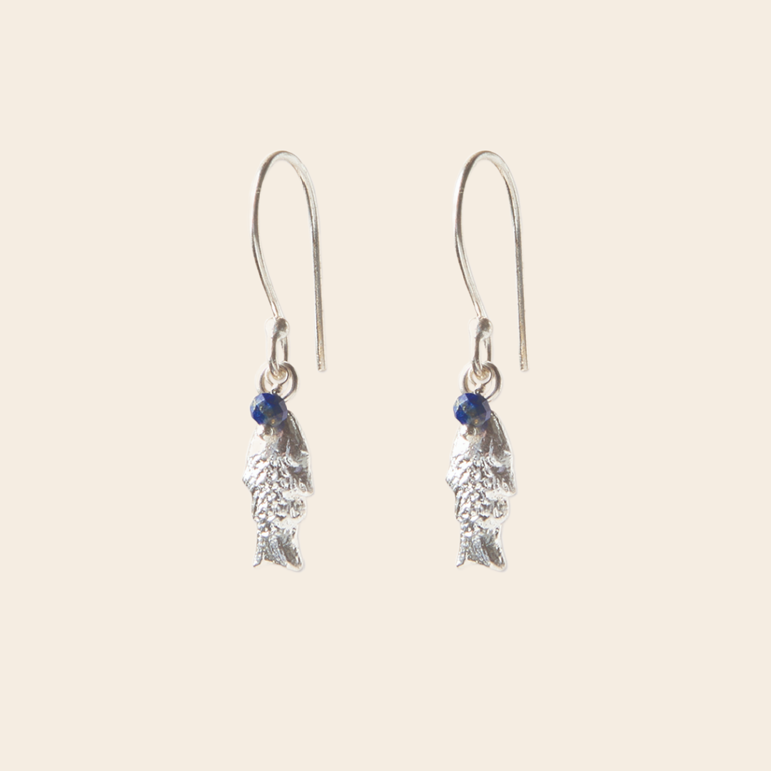 A Beautiful Story earrings 'Generous' fishes - lapis lazuli