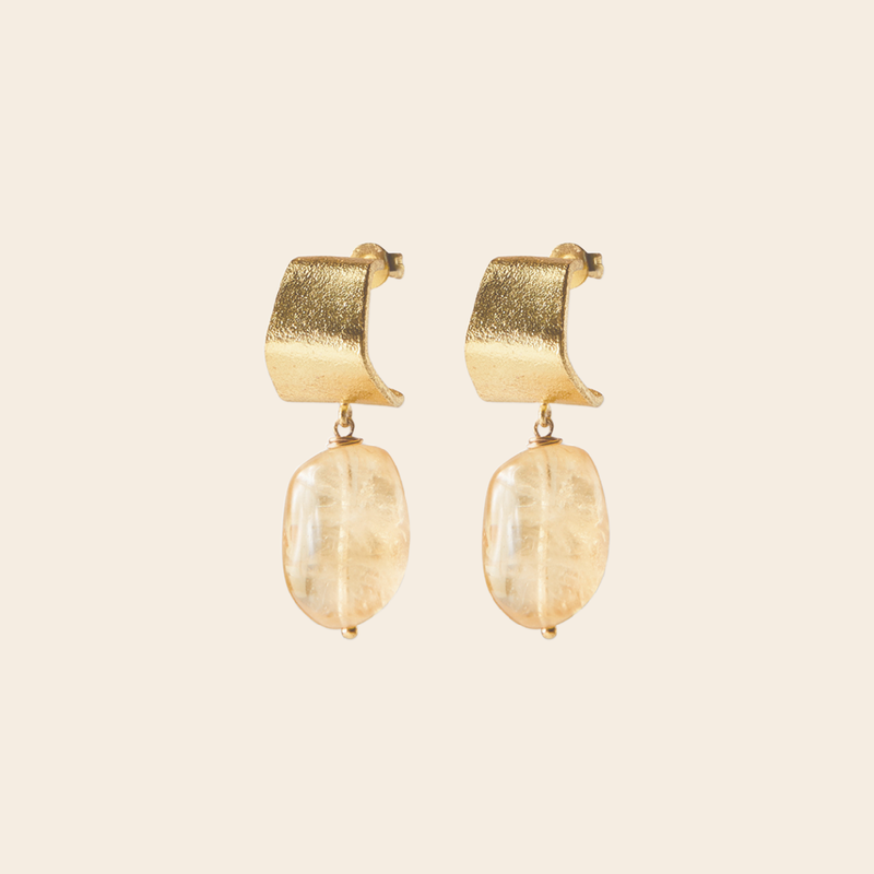 A Beautiful Story earrings 'Honest' - citrine