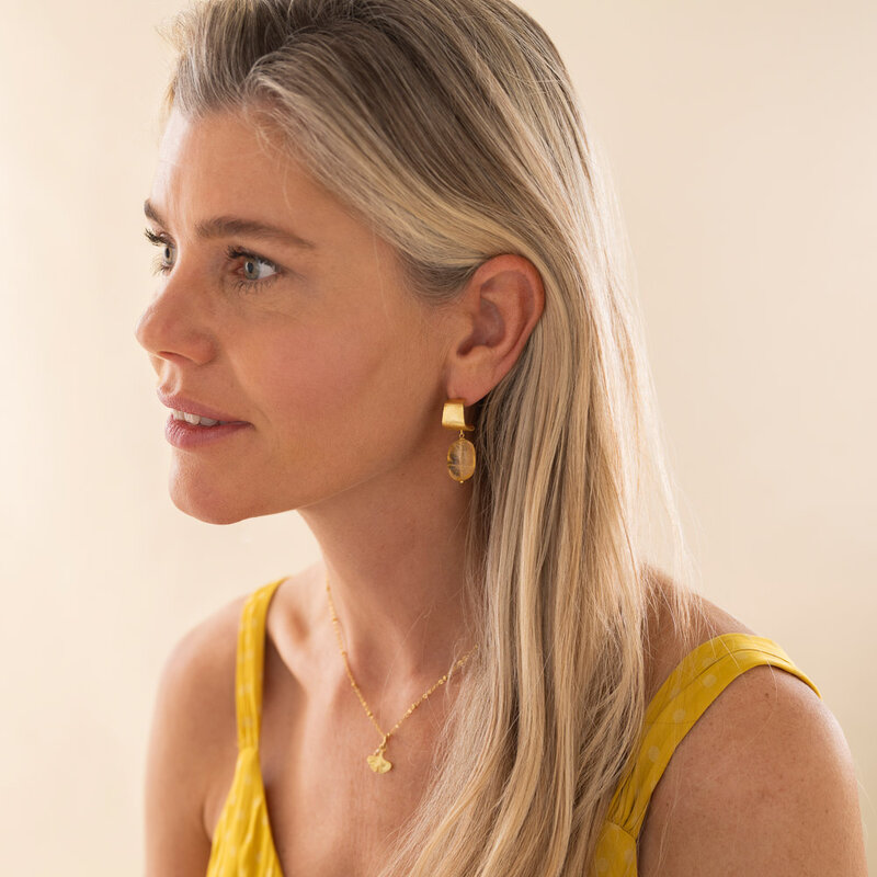 A Beautiful Story earrings 'Honest' - citrine