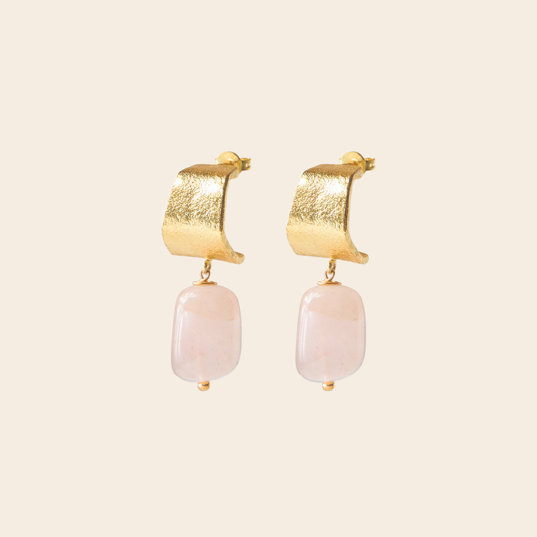 A Beautiful Story earrings 'Honest' - rose quartz