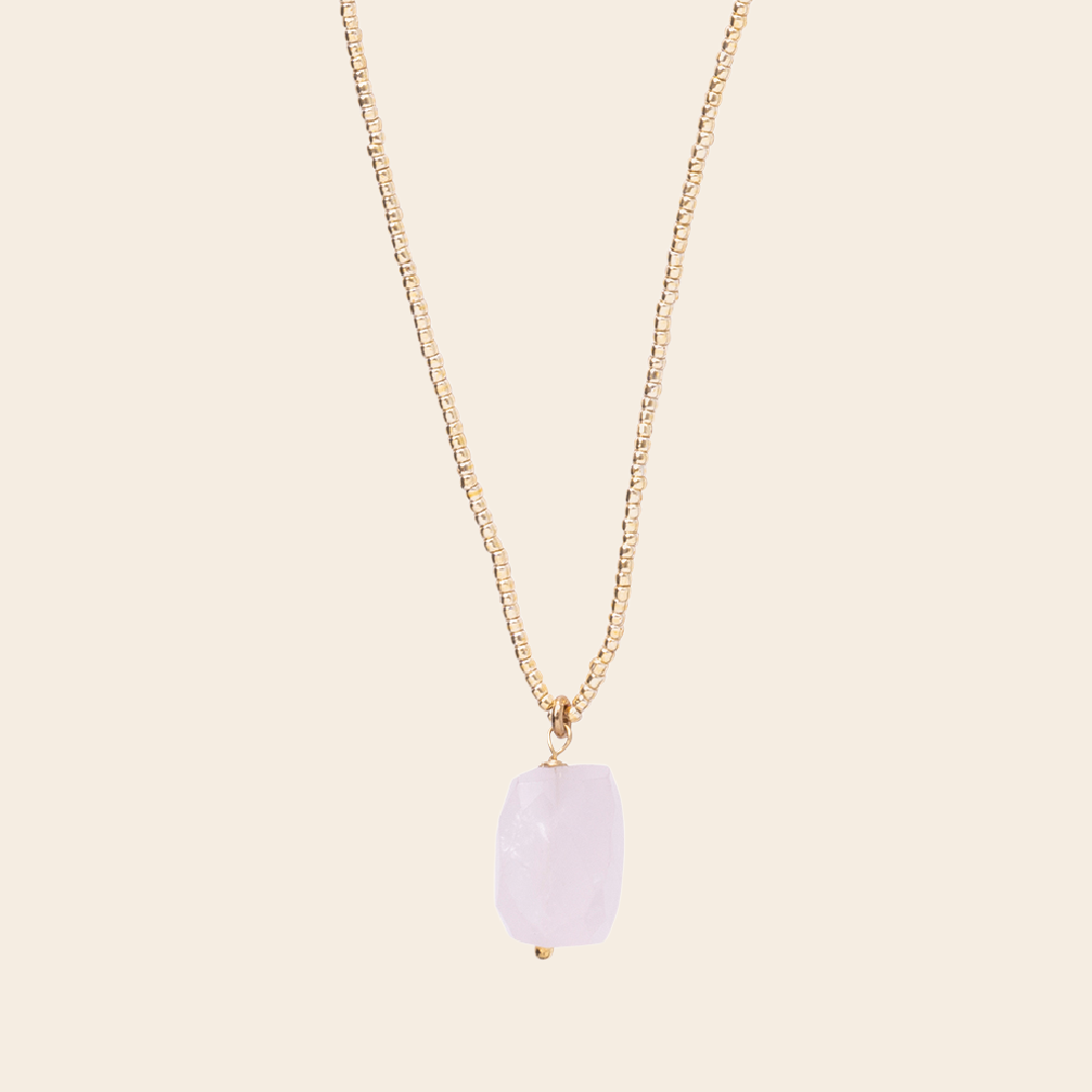 A Beautiful Story necklace 'Calm' - rose quartz