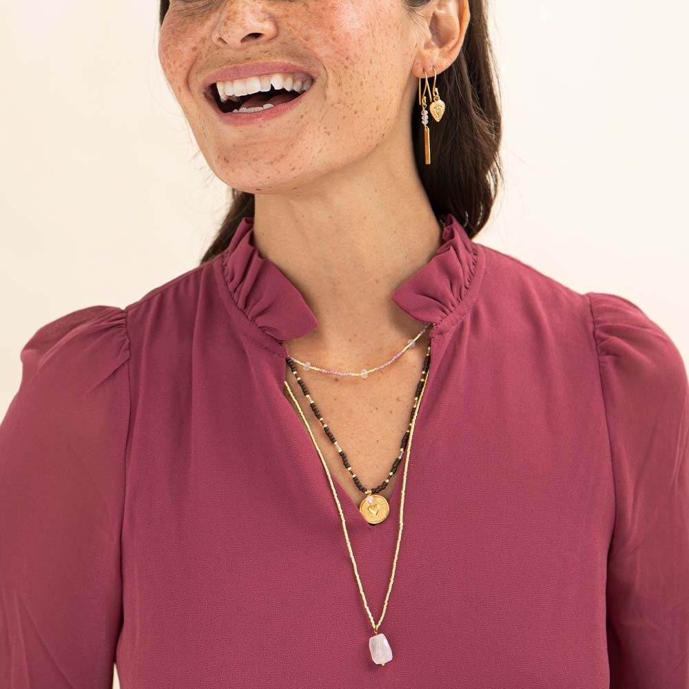 A Beautiful Story necklace 'Calm' - rose quartz